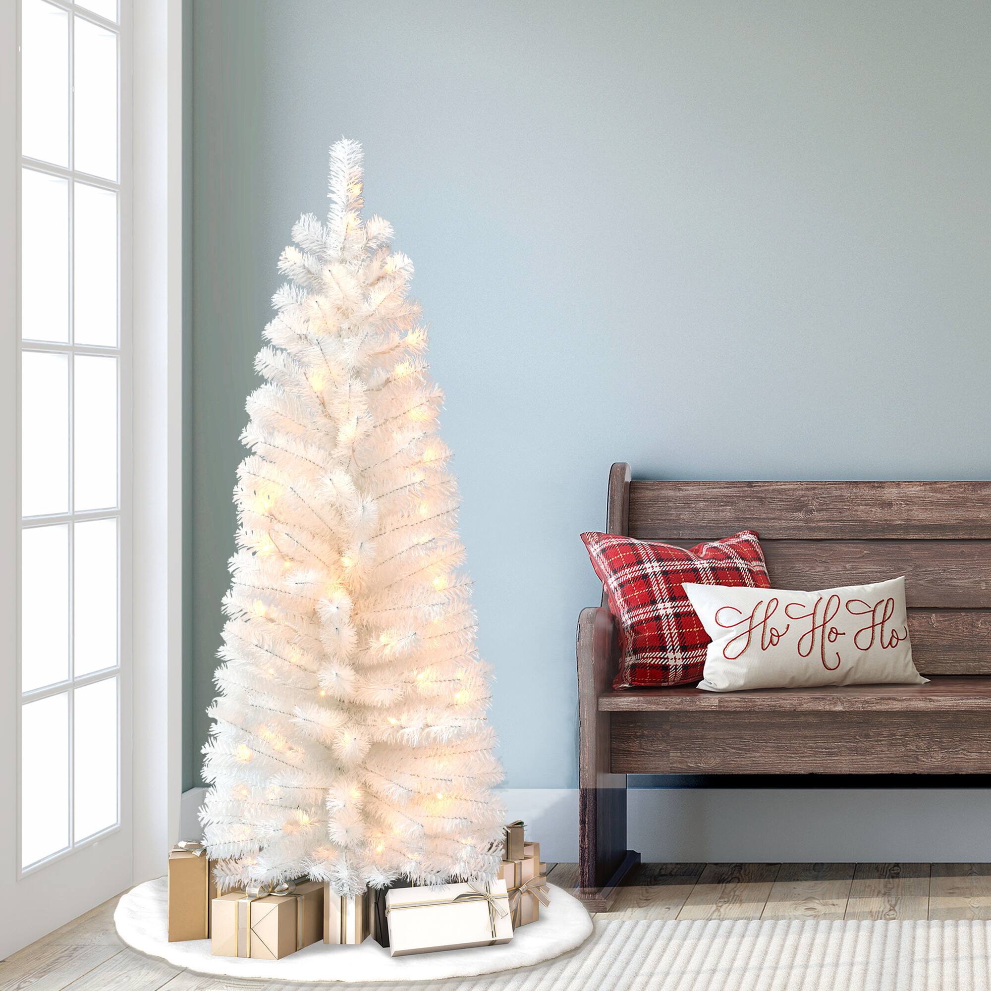 4.5ft. Pre-Lit White Tinsel Artificial Christmas Tree